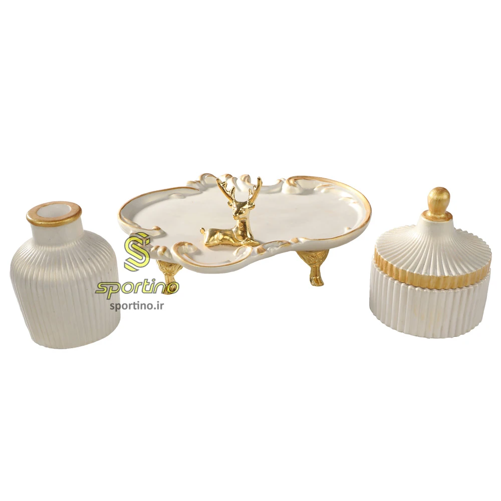 ست اکسسوری سنگ مصنوعی دکوری سفید صدفی