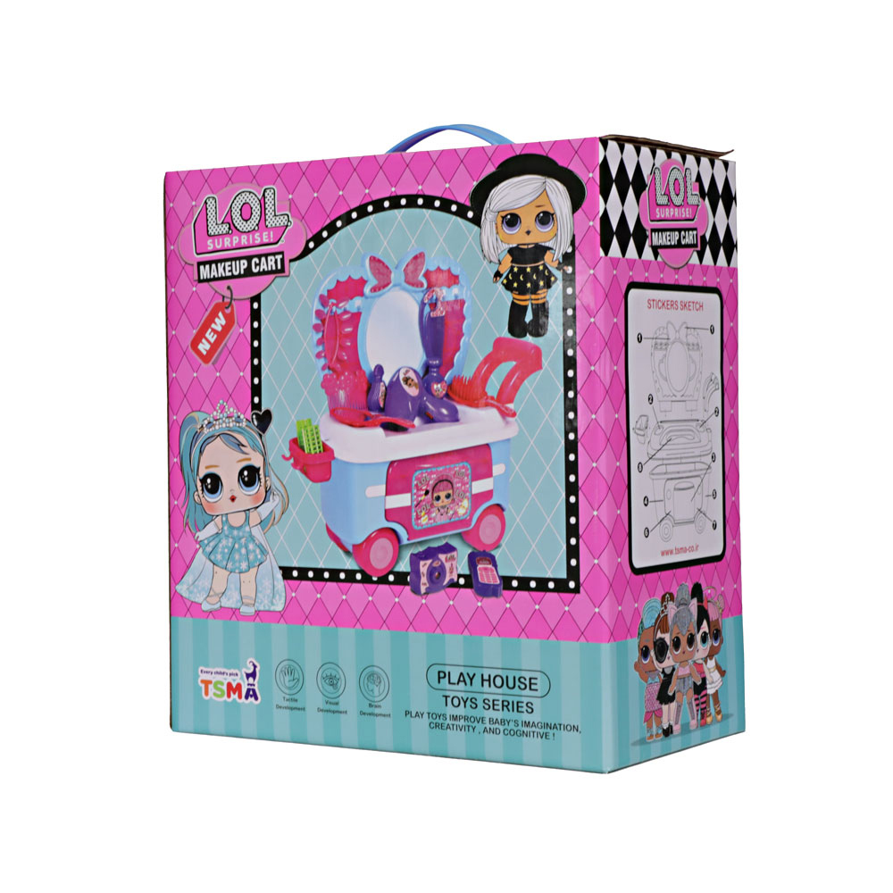 اسباب بازی دخترانه ست آرایشی چرخ دار