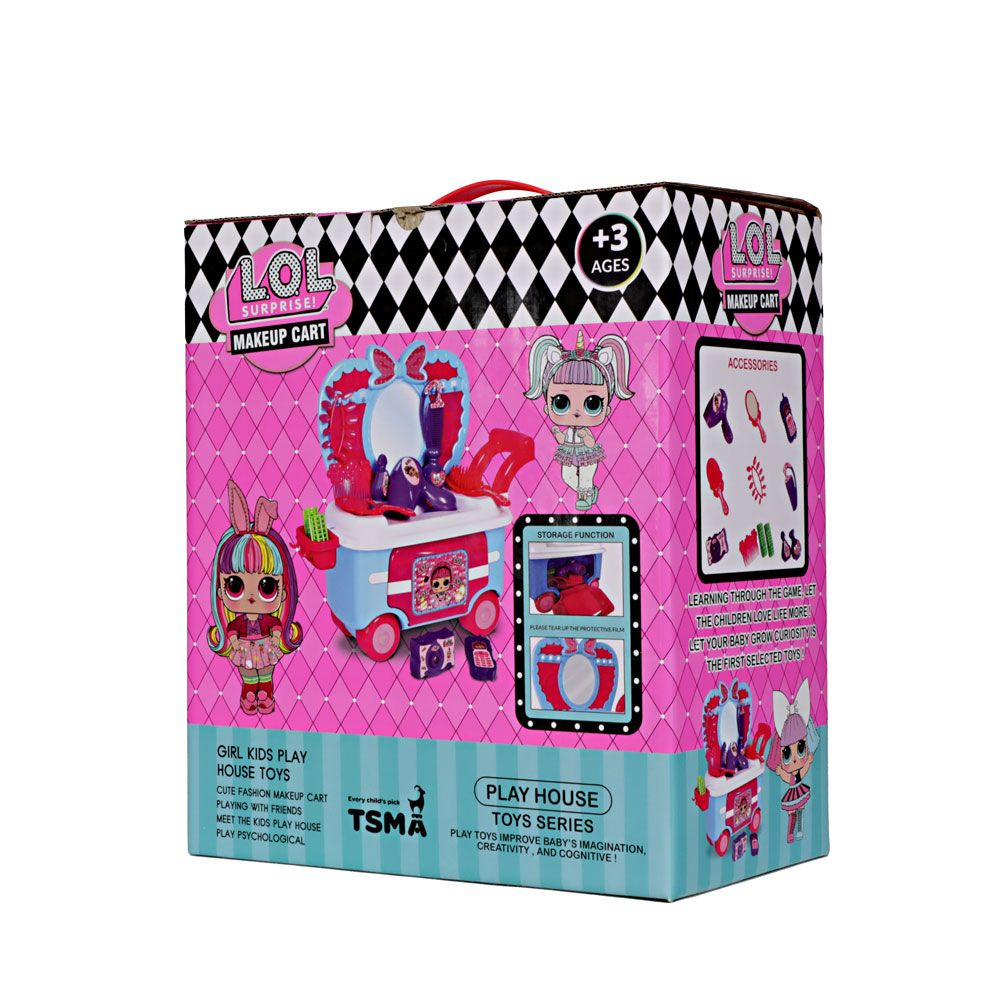 اسباب بازی دخترانه ست آرایشی چرخ دار
