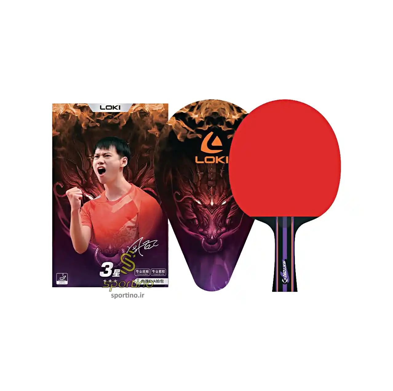 راکت پینگ پنگ لوکی کربن دار سه ستاره مدل R302